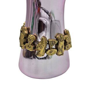 Vintage Gold-Tone Golf-Themed Charm Bracelet Unique Motifs Double Chain Design